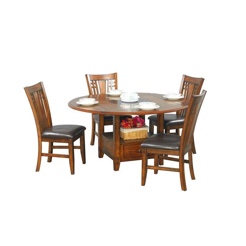 Masif Ahşap Oak Renkli Yuvarlak Katlanır Yemek Masası 152 cm - 87733