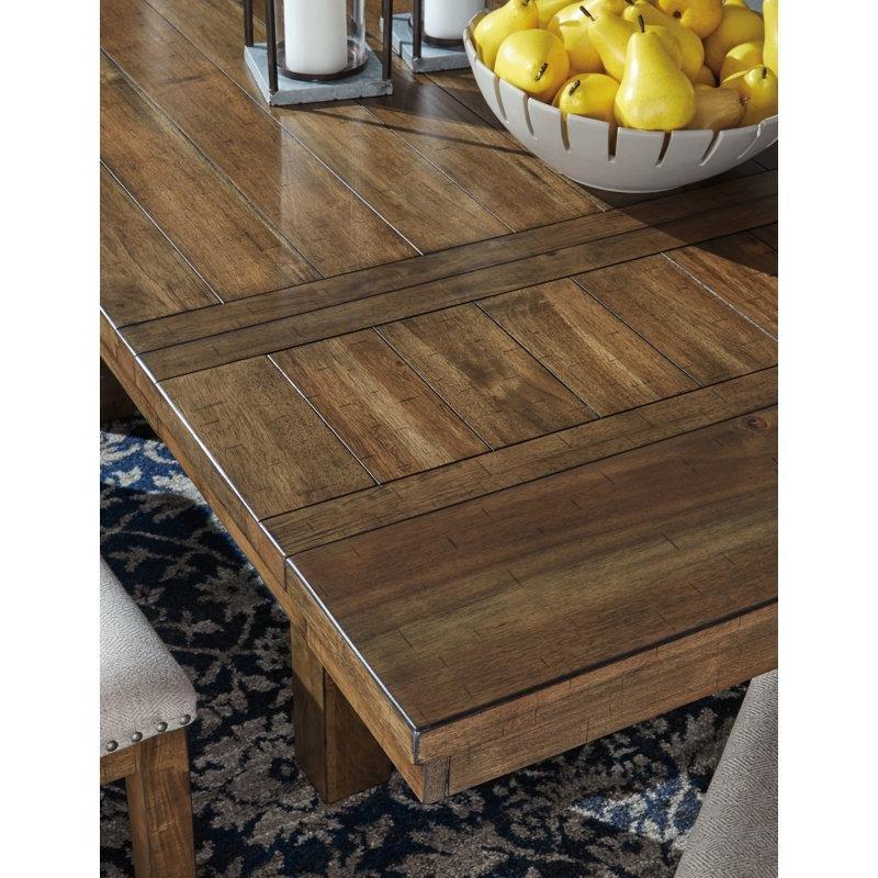 Masif Ahşap Trestle Tabanlı Gri Kahverengi Açılır Yemek Masası 218 cm - 83404