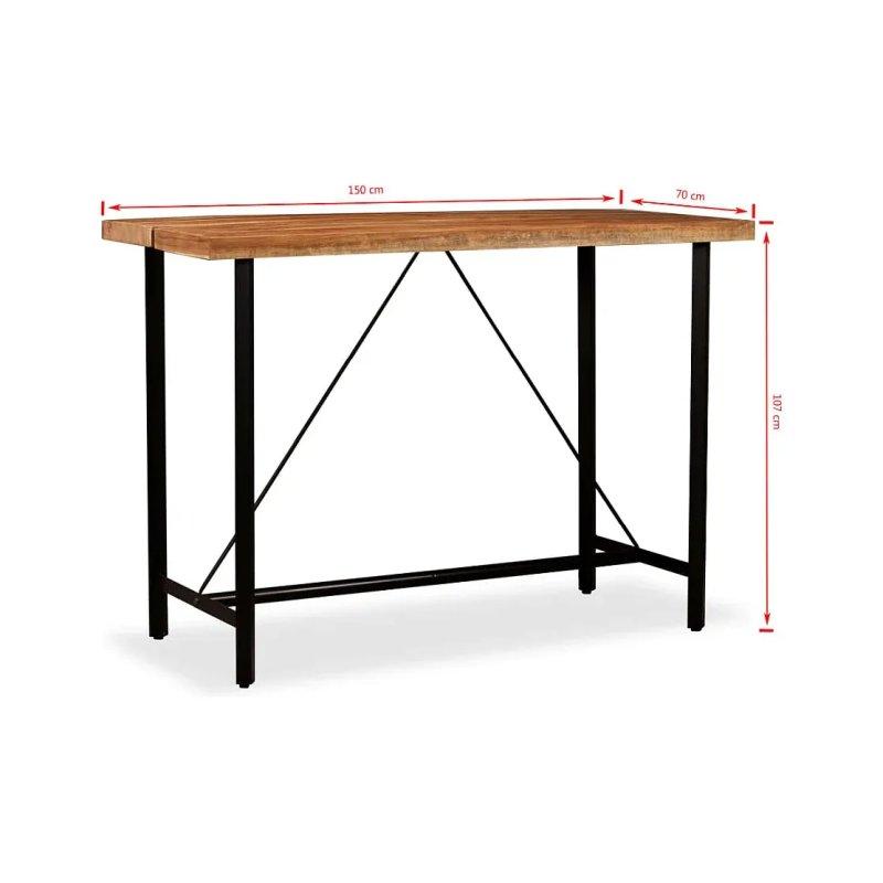 Masif Akasya Ağacı ve Deri Bar Seti 150x70x107 cm - 88651
