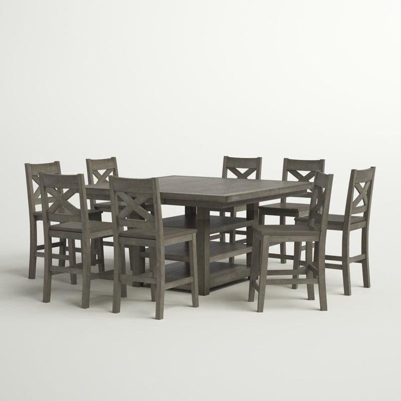 Masif Çam Ağacı Gri Country Yemek Masası 91x91 cm Uzatılabilir 8 Kişilik - 86020