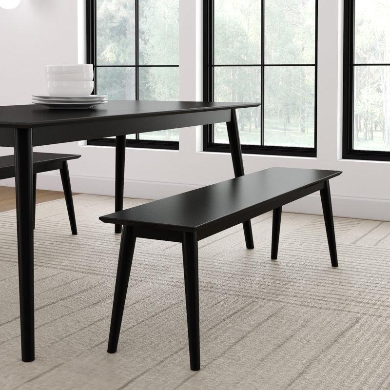 Masif Çam Ağacı Yemek Masası Bench 149 cm Siyah - 88237