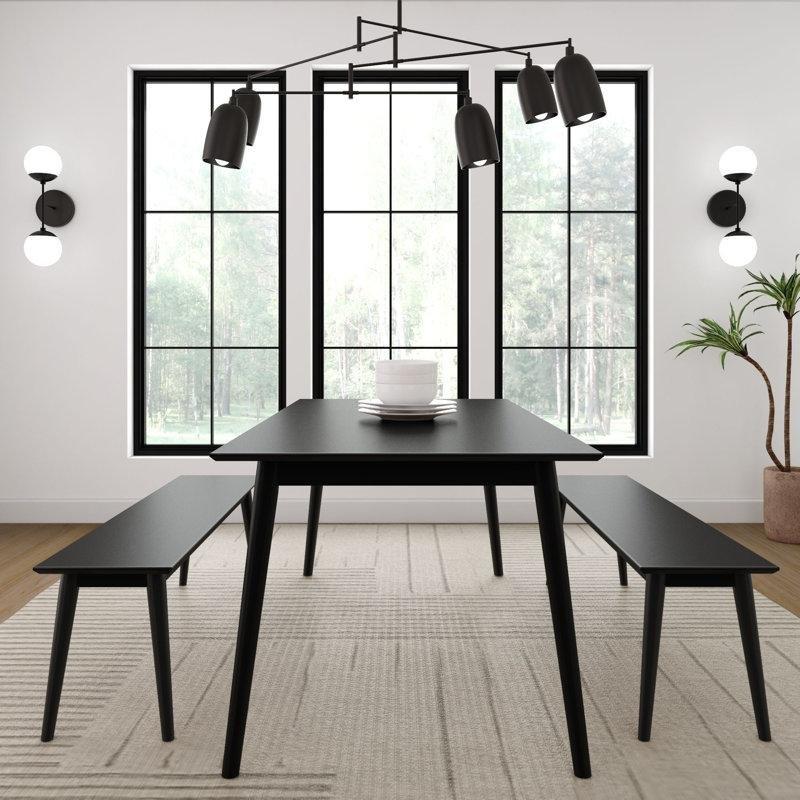 Masif Çam Ağacı Yemek Masası Bench 149 cm Siyah - 88237