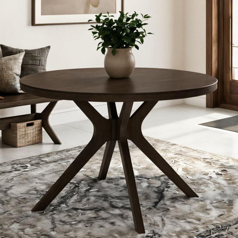 Masif Çam Ahşap Çapraz Ayaklı Yuvarlak Yemek Masası 120 cm - 83689