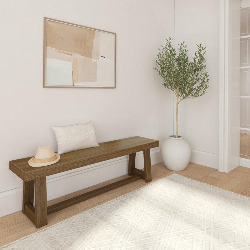 Masif Çam Ahşap Üç Kişilik Yemek Masası Bench 152x45x45 cm - 88231