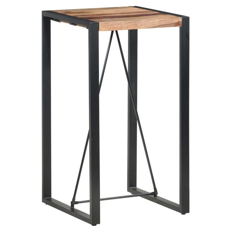Masif Mango Ahşap Siyah Metal Çerçeveli Kütük Yemek Masası 110 cm - 87865