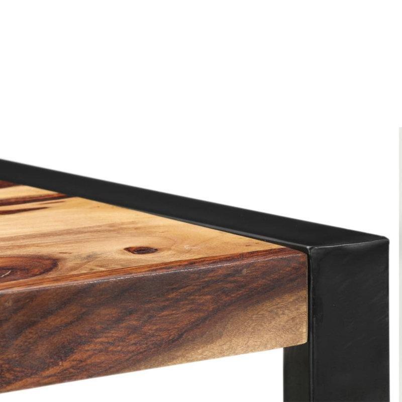Masif Mango Ahşap Siyah Metal Çerçeveli Kütük Yemek Masası 110 cm - 87865