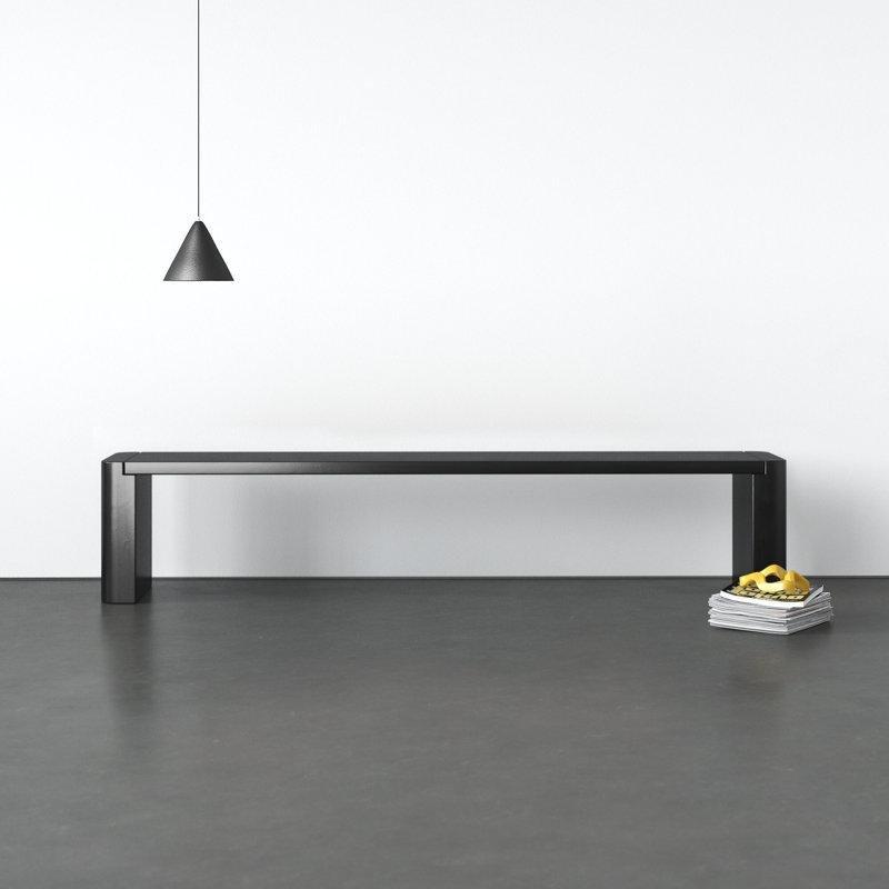 Masif Meşe Ağacı Yemek Masası Bench 208 cm Siyah - 88294