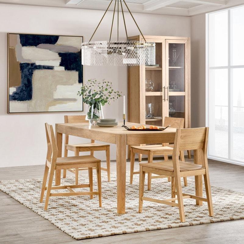 Masif Meşe Ahşap Doğal Renk 4 Kişilik Yemek Masası Seti - 88036