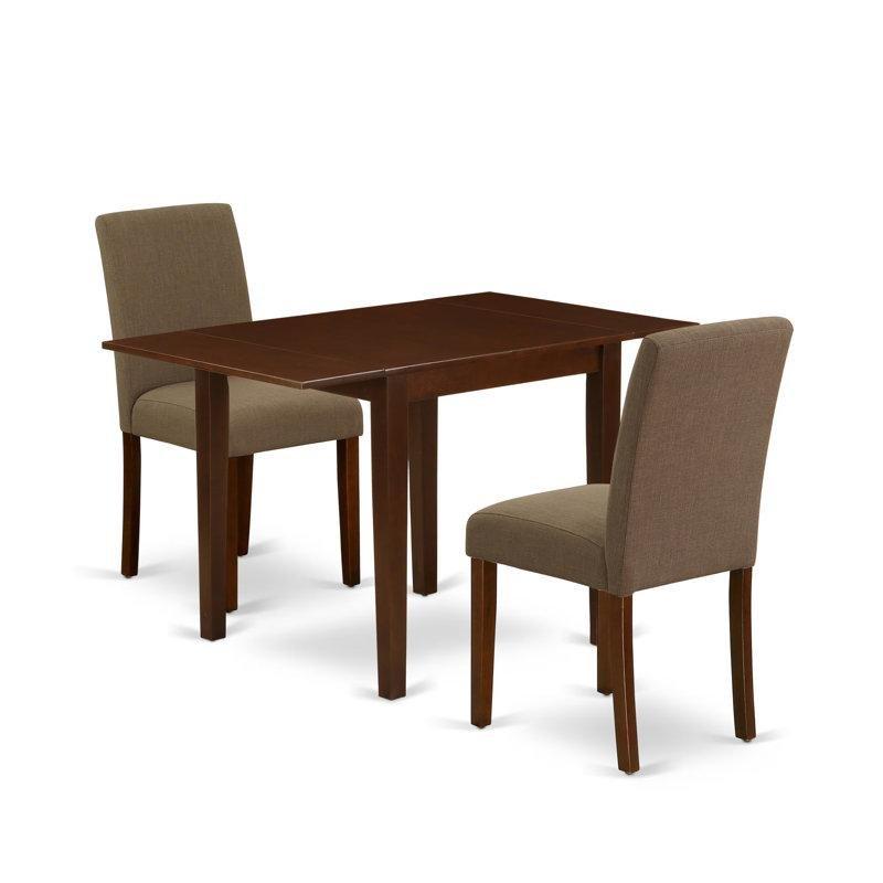 Maun Rengi Keten Kumaşlı Katlanır Mutfak Masası 122x76 cm 3 Parçalı Oturma Seti - 85399.0