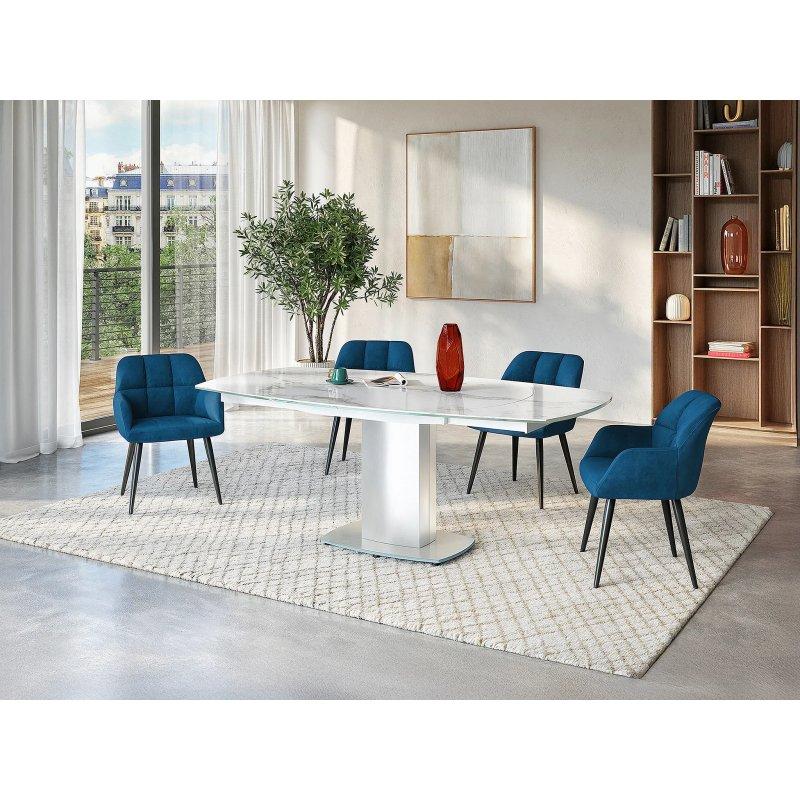 Mermer Efektli Seramik Açılır Yemek Masası 120-180 cm - 83254