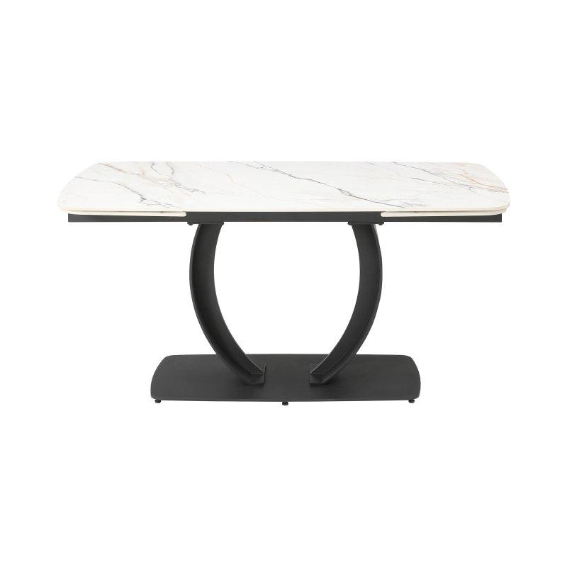 Mermerli Seramik Açılır Yemek Masası Siyah Metal Ayaklı 200x90 cm - 83230
