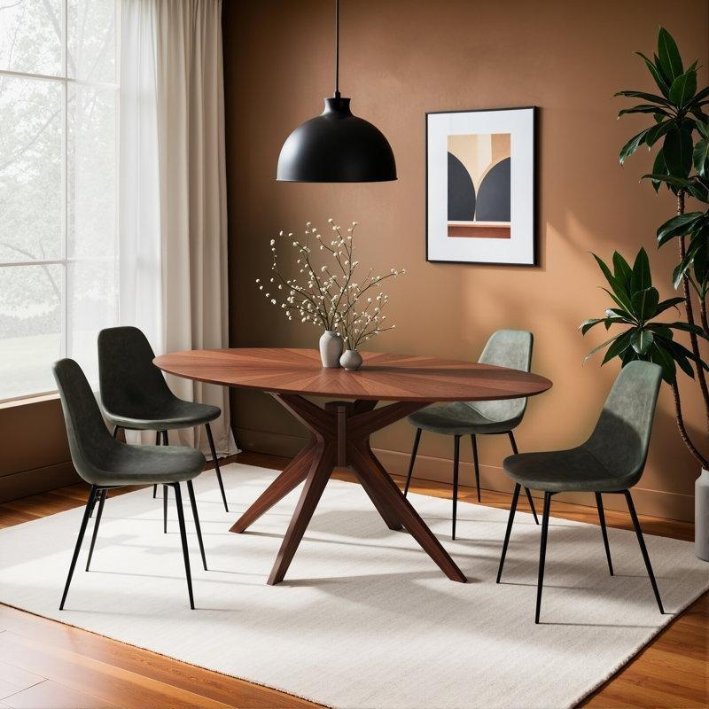 Meşe Ağacı Oval Güneş Işını Desenli 6 Kişilik Yemek Masası - 84073