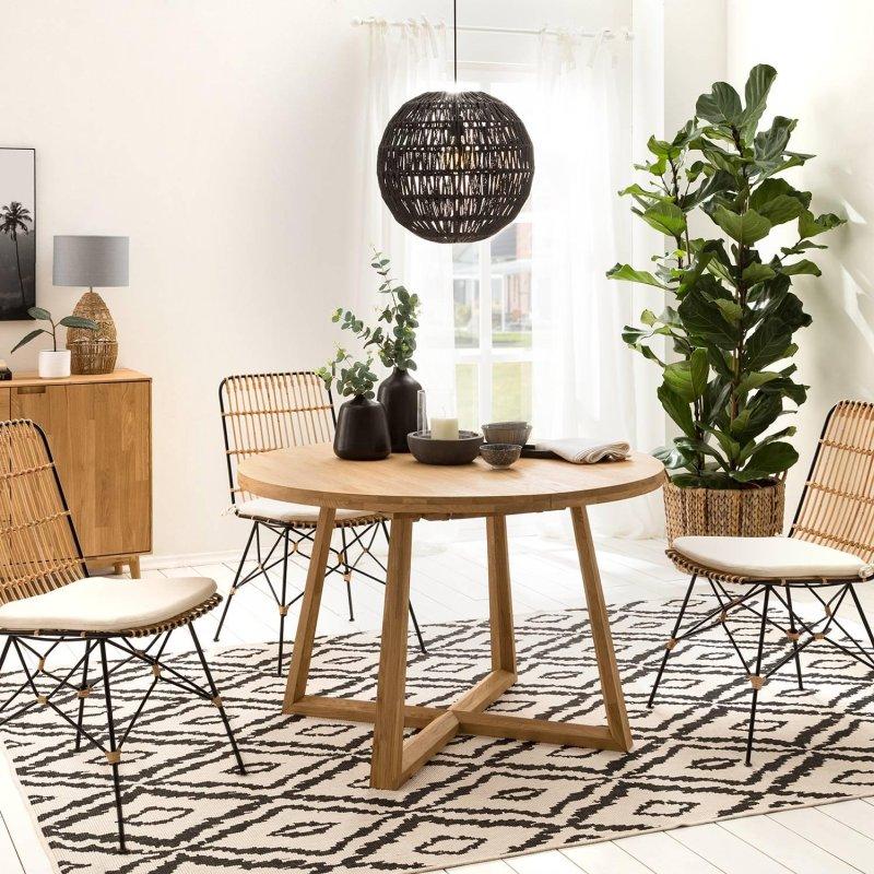 Meşe Masif Ahşap Yuvarlak Yemek Masası 120 cm - 83878