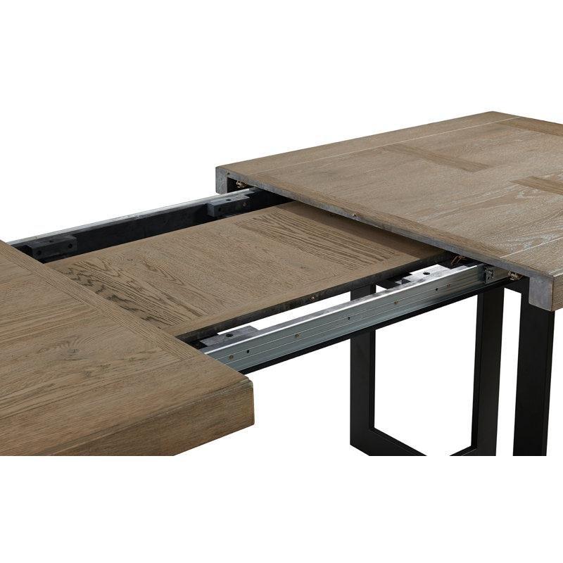 Meşe Veneer Siyah Metal Ayaklı Açılır Yemek Masası 102 cm x 249 cm - 83476