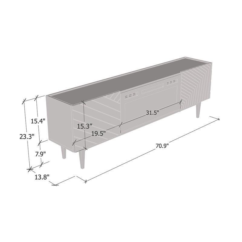 Modern Beyaz Şömineli TV Ünitesi 180 cm Elektrikli Şömine ile - 83170