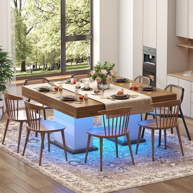 Modern Kır Evi Tarzı Beyaz Rustik Kahverengi Çekmeceli Yemek Masası 140 cm - 86398