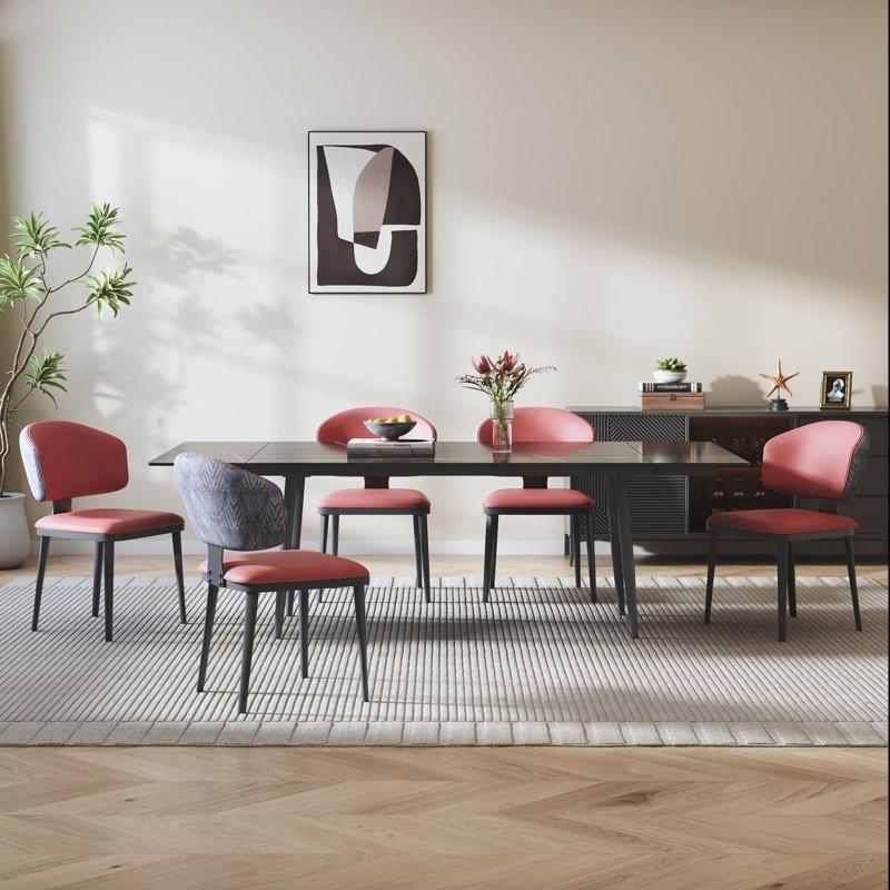 Modern Siyah Mermersi Katlanır Yemek Masası 160-240 cm - 87787