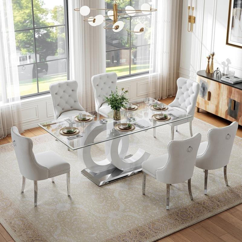 Modern Tasarımlı Dikdörtgen Cam Yemek Masası 178x89 cm - 84745