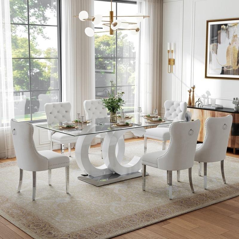 Modern Tasarımlı Dikdörtgen Cam Yemek Masası 178x89 cm - 84745