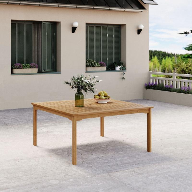 Öklaryıptüs Masif Ağaç FSC Sertifikalı 150x150 cm Kare Bahçe Yemek Masası - 84475