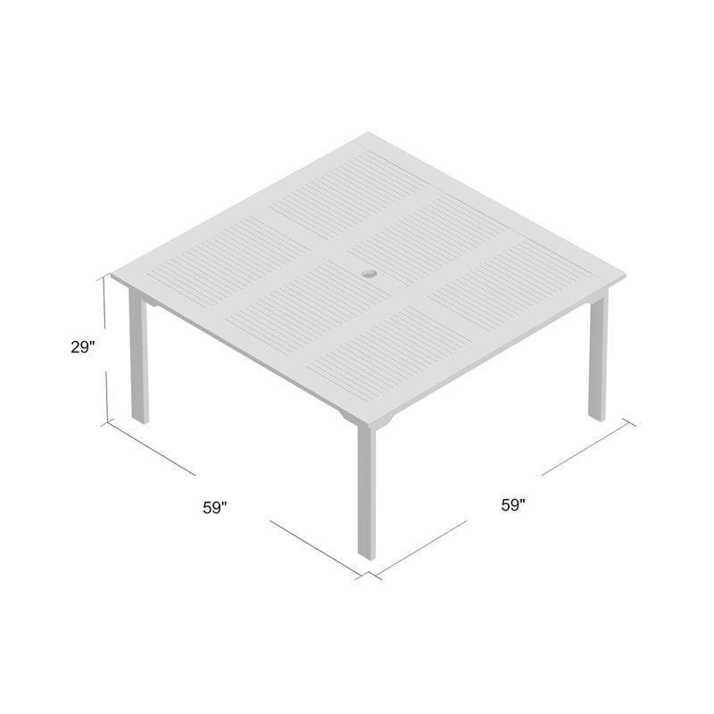 Öklaryıptüs Masif Ağaç FSC Sertifikalı 150x150 cm Kare Bahçe Yemek Masası - 84475