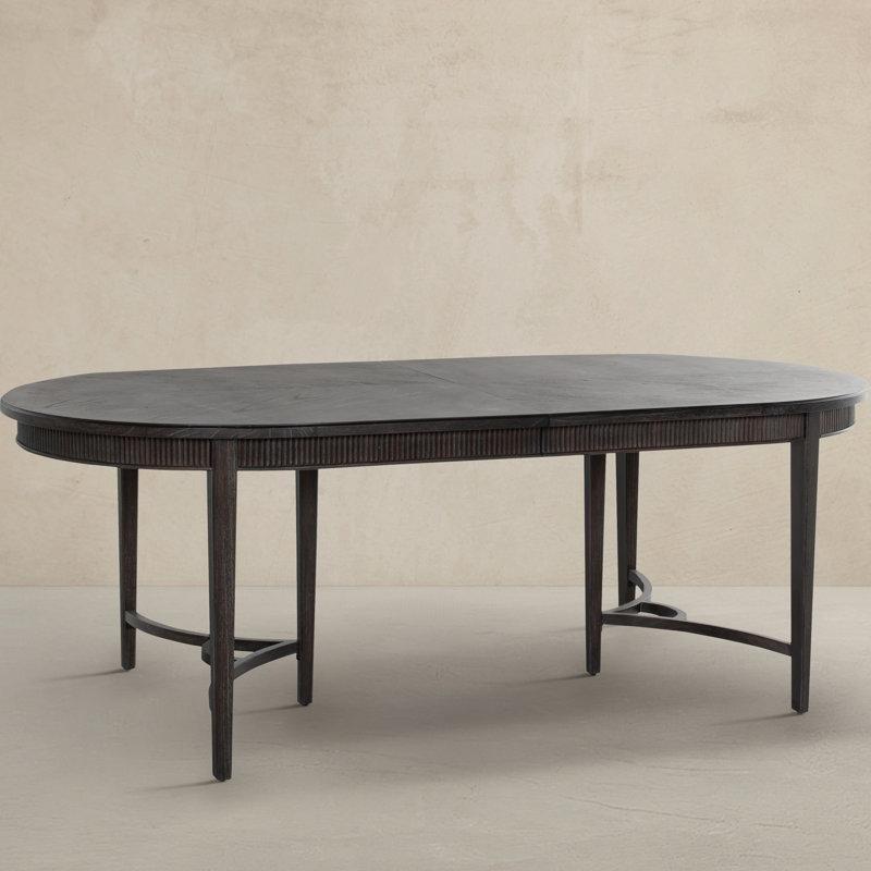 Orman Siyahı Sertifikalı Mindi Ahşap Oval Yemek Masası 86x130 cm Açılır Yapraklı - 84394