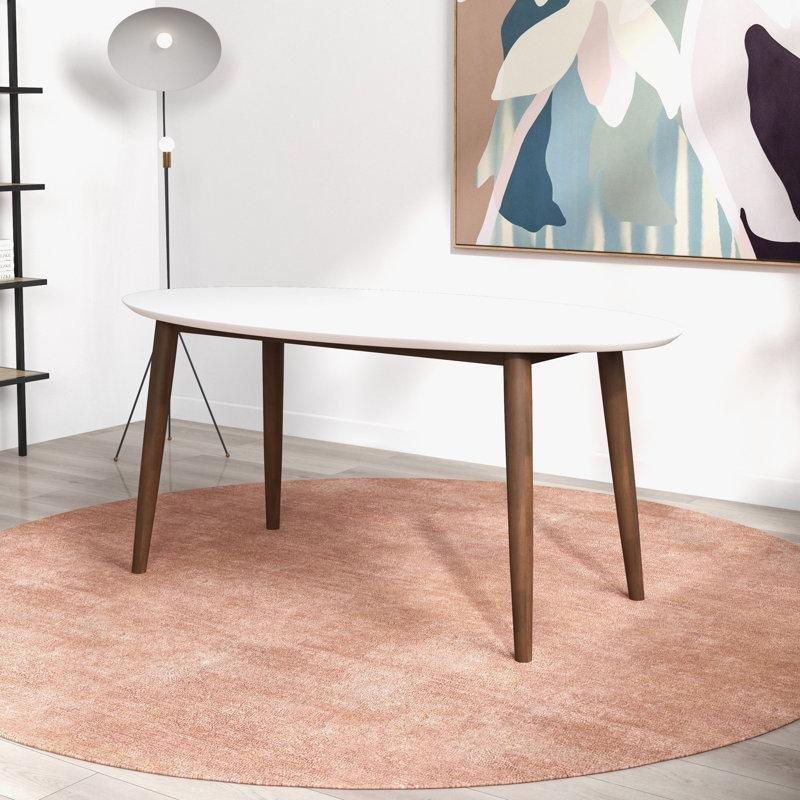 Oval Beyaz Masif Ahşap Yemek Masası 170 cm - 87277