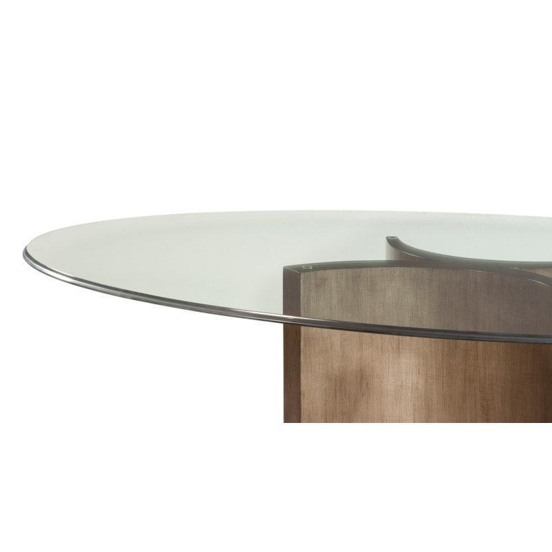 Oval Cam Yemek Masası 78x48 cm Koyu Şampanya Ahşap Ayaklı - 84691