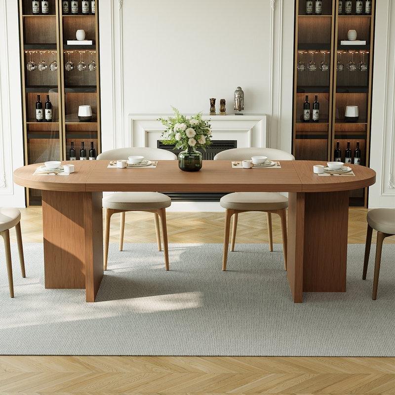 Oval Ceviz Yemek Masası 180 cm Modern Çift Ayaklı Tasarım - 85951