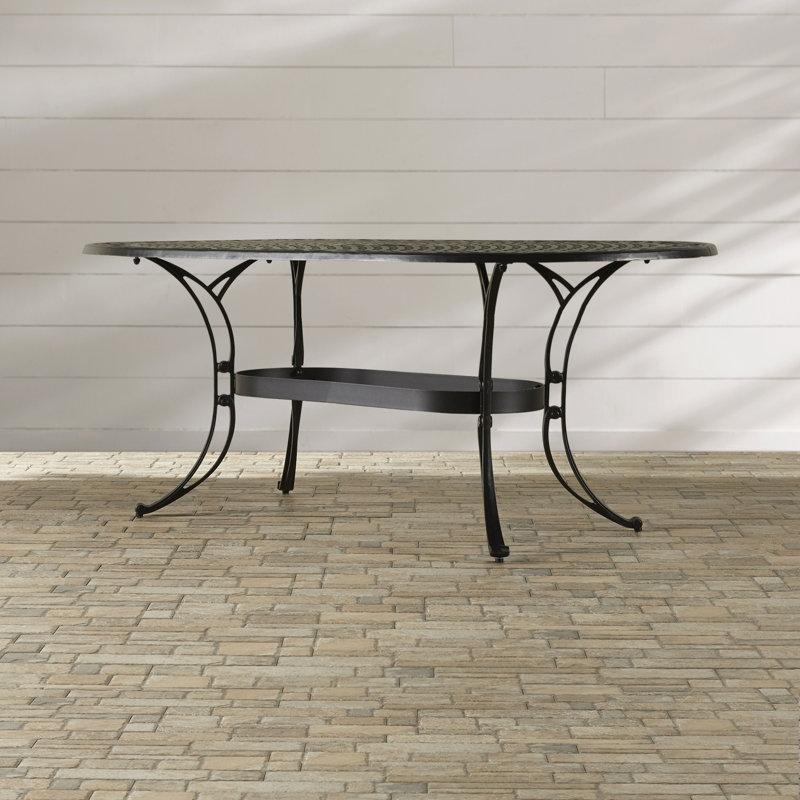 Oval Dönerken Ferforje Yemek Masası 183 cm Genişlik Alüminyum - 86821
