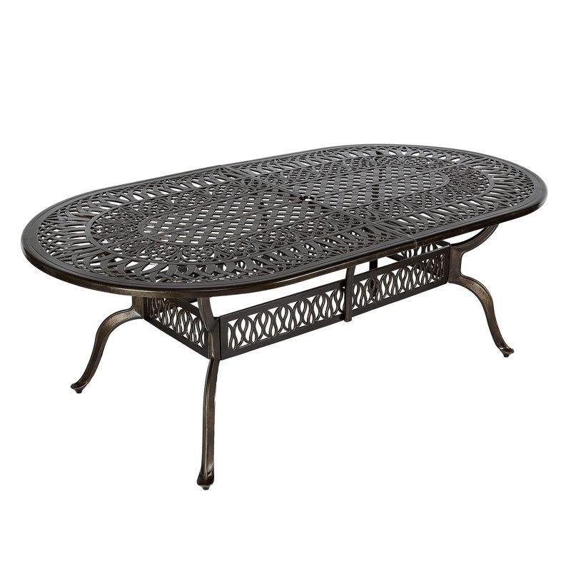 Oval Metal Bahçe Yemek Masası 112x112 cm Bronz Renk - 84481
