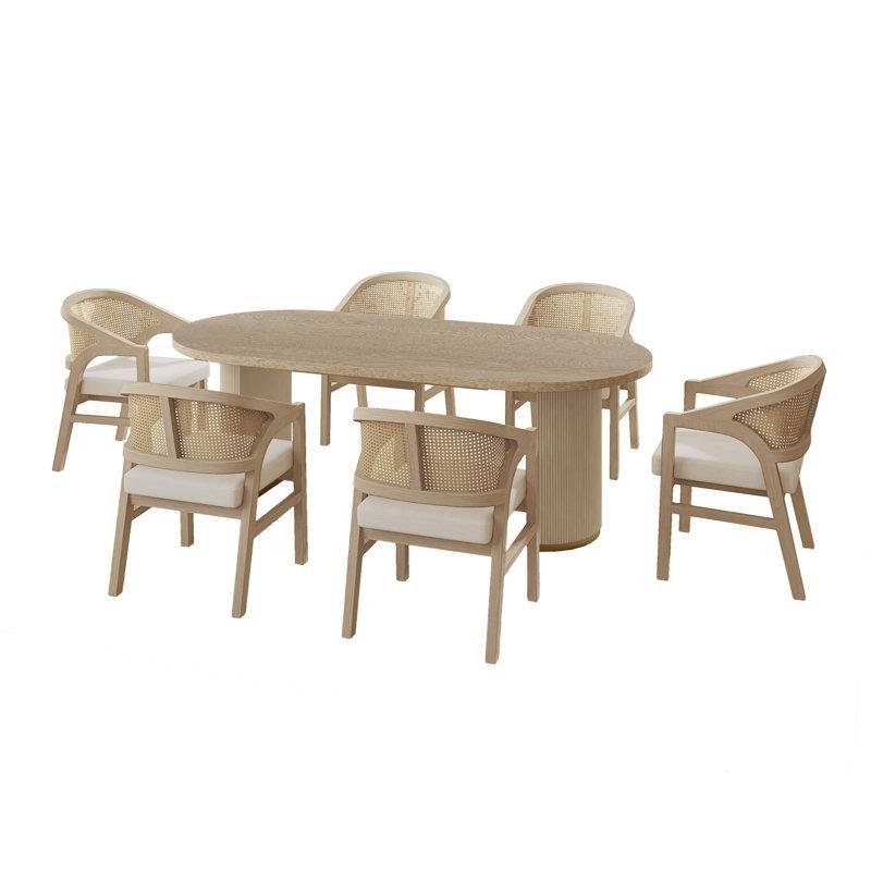 Oval Şekilli Hasırlı Sırtlı Yemek Masası Takımı 223 cm - 88141