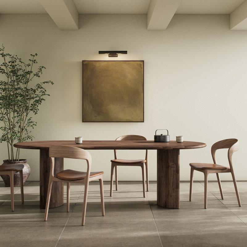 Oval Siyah Üst Açık Kahverengi Pedestal Yemek Masası 118 cm - 84160
