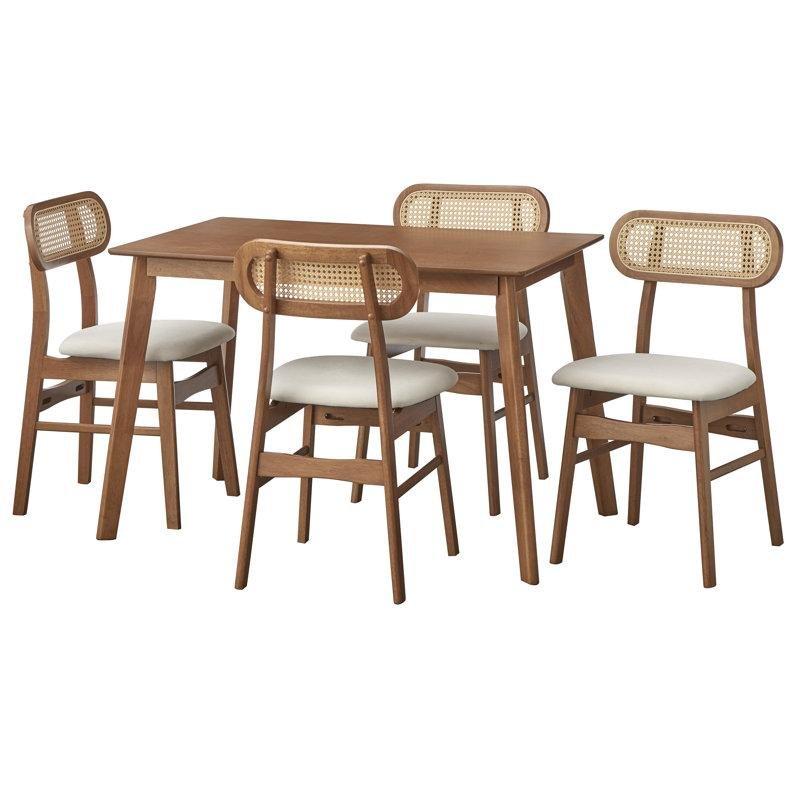 Oval Tasarımlı Rattan Yemek Masası Takımı 110x70 cm Bej Döşemeli - 88195