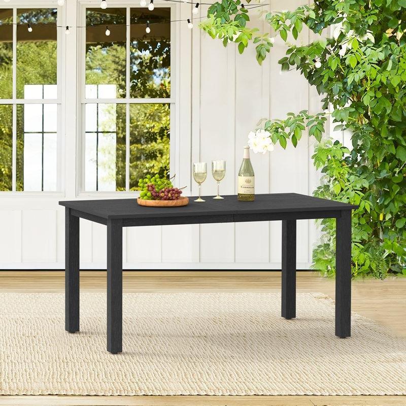 Plastik Malzeme Siyah Renkli Bahçe Yemek Masası 150x80 cm - 84571