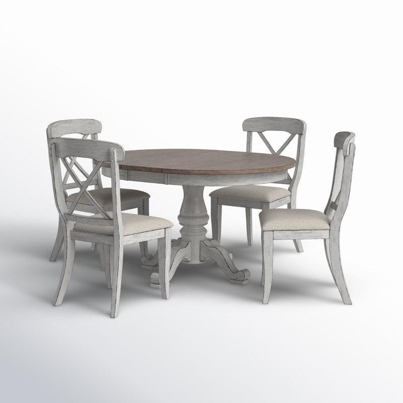 Quinta 4 Kişilik Açılır Yuvarlak Mutfak Masası Antik Beyaz Endüstriyel Ahşap - 85054.0