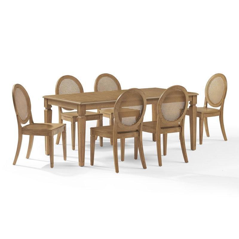 Rattan Yemek Masası Takımı 6 Kişilik 183 cm Açılabilir Hasıralı Sandalyeli - 88171