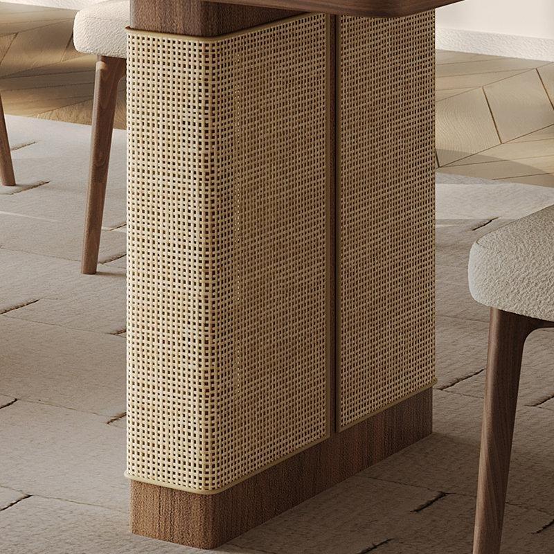 Retro Tasarımlı Bej Sinterlenmiş Taş Bohem Mutfak Masası 140x75x75 cm ve 4 Sandalye Seti - 85297.0