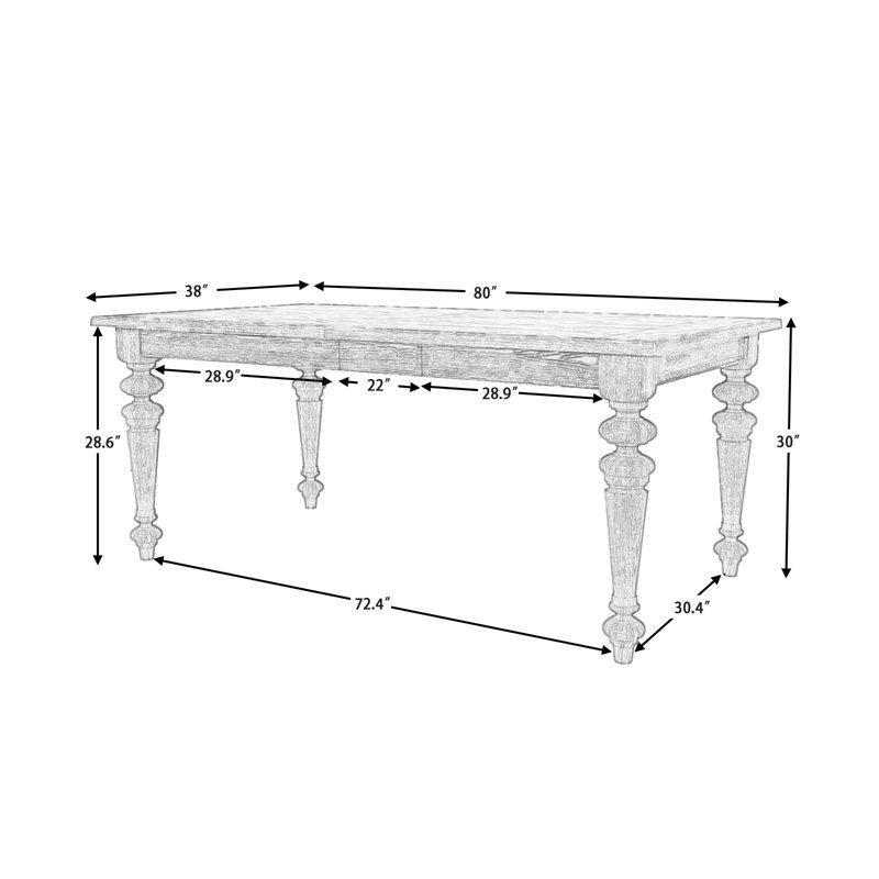 Rubberwood Açılır Mutfak Masası 4 Sandalyeli 5 Parçalı Beyaz Rustik Set - 85396.0