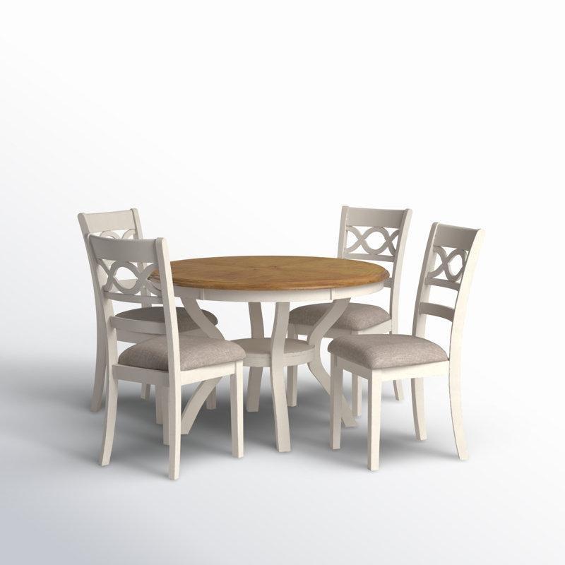 Rubberwood Masif Yuvarlak Mutfak Masası 120 cm Çapında Dört Kişilik Sandalyeli Yemek Takımı - 85777.0