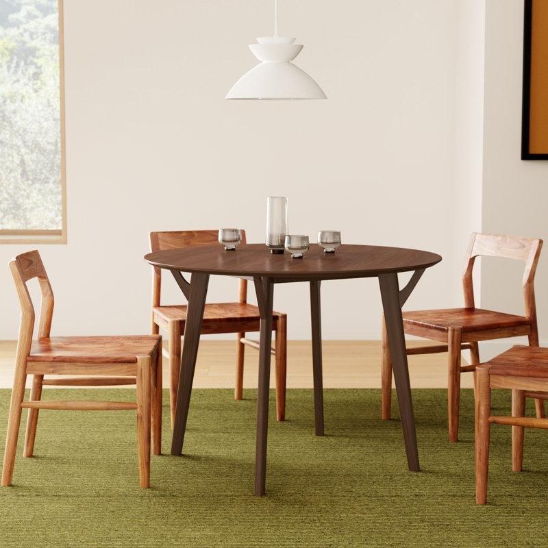 Rubberwood Yuvarlak Mutfak Yemek Masası 107 cm Çap Kahverengi - 84940