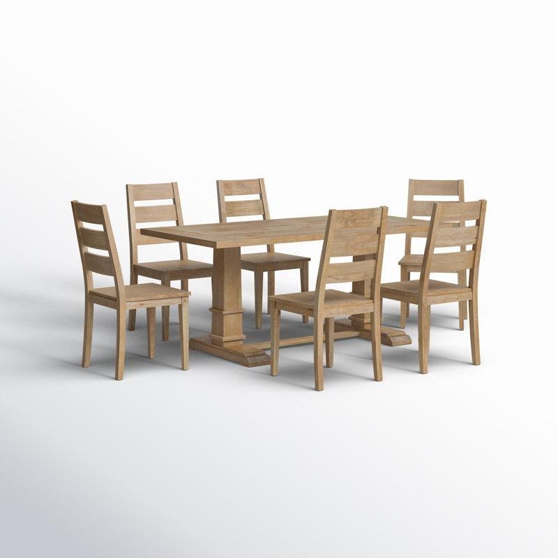 Rustik Kahverengi Masif Ahşap Trestle Mutfak Masası Takımı 182 cm - 85639.0