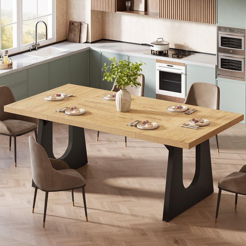 Rustik Tasarımlı Siyah Ayaklı 8 Kişilik Yemek Masası 180x90 cm - 84241