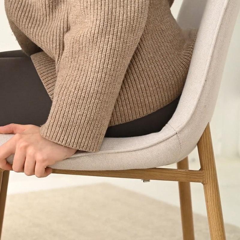 Sarı Endüstriyel Ahşap Yuvarlak Mutfak Masası 105 cm Çapında 4 Kumaş Sandalyeli Oturma Seti - 85822.0