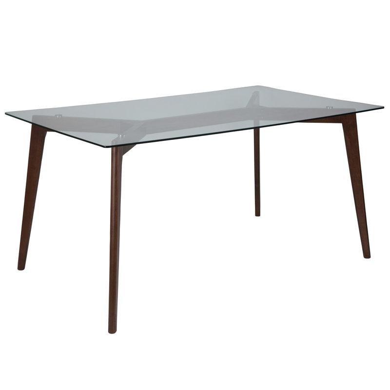 Şeffaf Cam Tablalı Koyu Espresso Ahşap Yemek Masası 90x150 cm - 84778