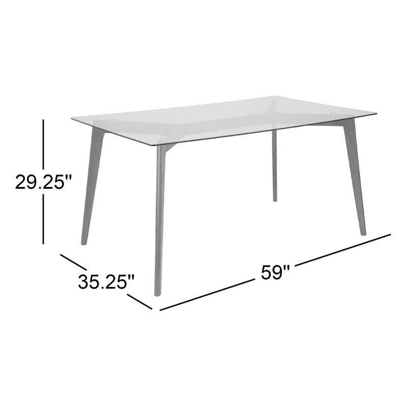 Şeffaf Cam Tablalı Koyu Espresso Ahşap Yemek Masası 90x150 cm - 84778