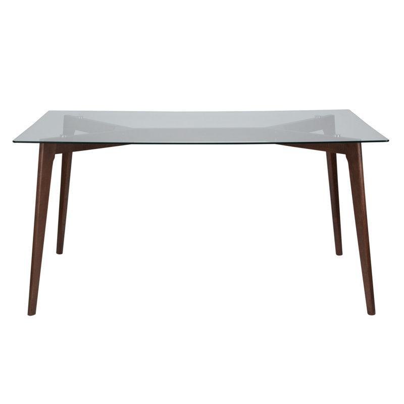 Şeffaf Cam Tablalı Koyu Espresso Ahşap Yemek Masası 90x150 cm - 84778