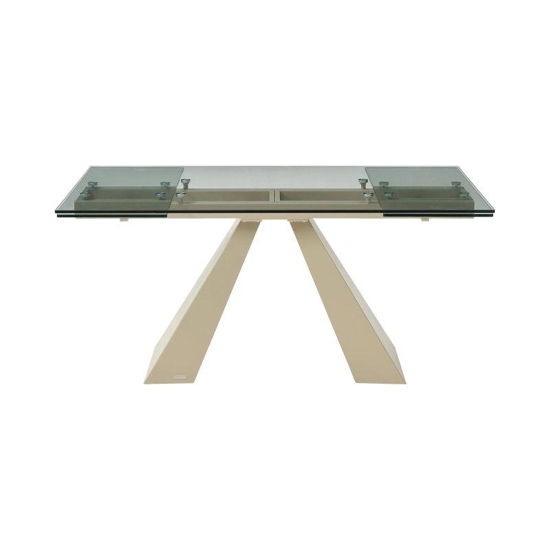 Şeffaf Temperli Cam ve Bej Metal Açılır Yemek Masası 200 cm - 83209