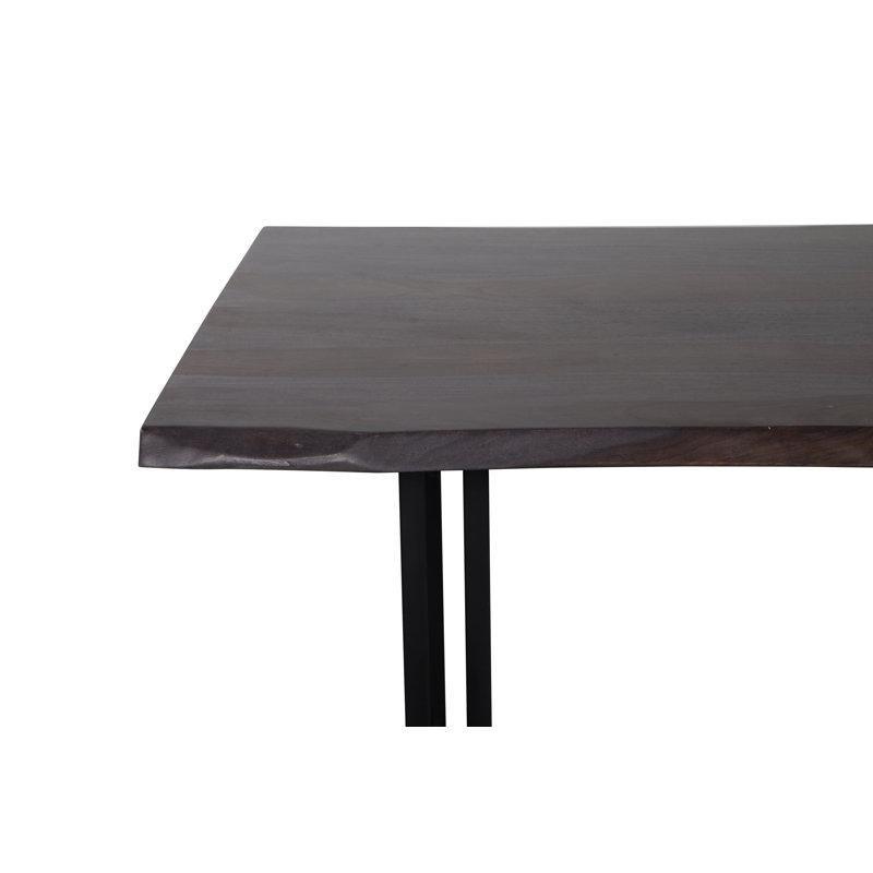Sheesham Masif Ahşap Canlı Kenar Kütük Yemek Masası Gray Metal Ayaklı 178x102 cm - 87937