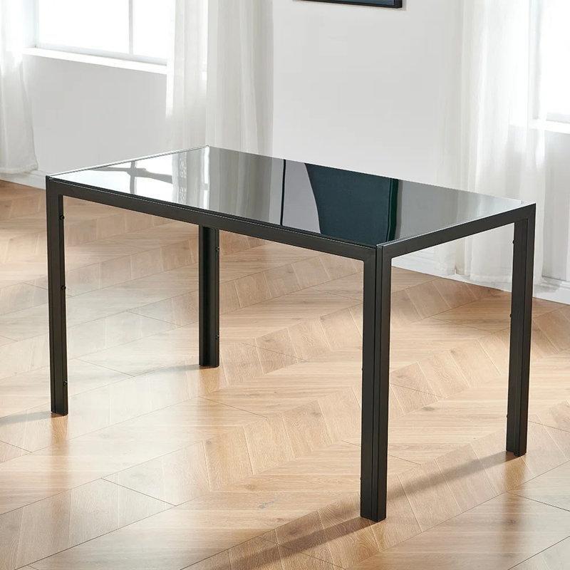 Siyah Cam Tablalı Metal Ayaklı Yemek Masası 130x70 cm - 84832
